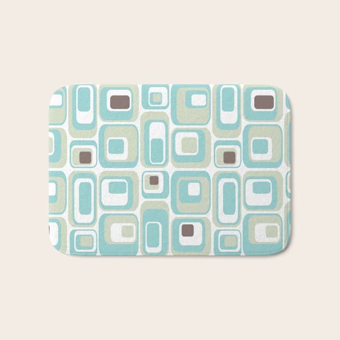 Retro Rectangles Mid Century Modern Geometric Vintage Style Bath Mat