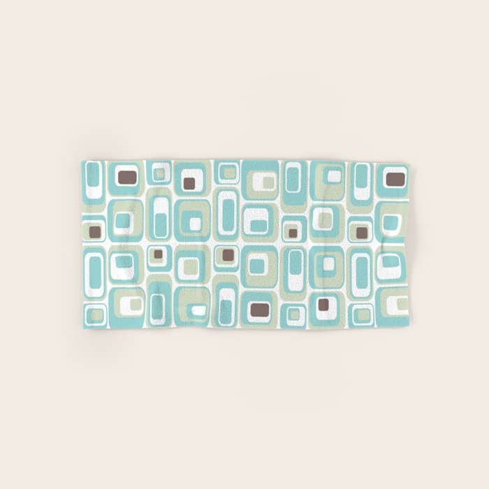 Retro Rectangles Mid Century Modern Geometric Vintage Style Bath Towel