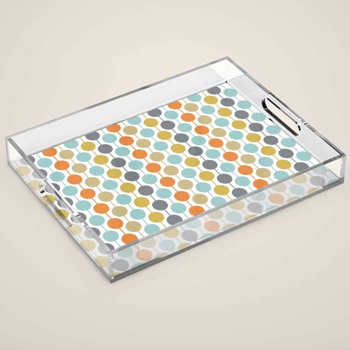 Retro Circles Mid Century Modern Background Acrylic Tray