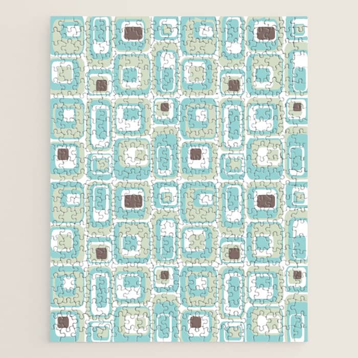 Retro Rectangles Mid Century Modern Geometric Vintage Style Jigsaw Puzzle