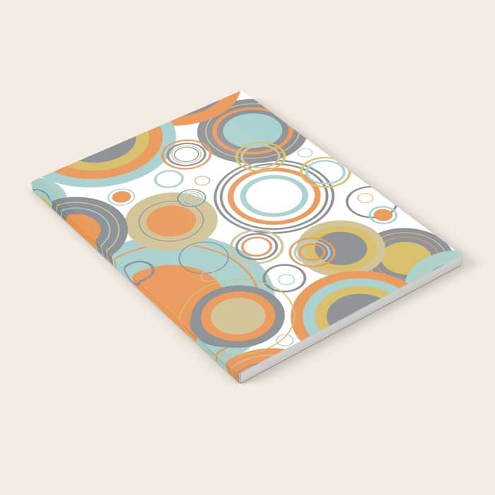 Retro Mid Century Modern Circles Geometric Bubbles Pattern Notebook