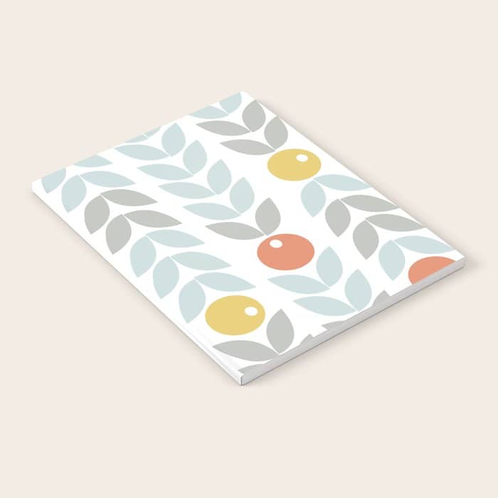 Mid Century Modern Retro Leaf And Circle Pattern Notebook