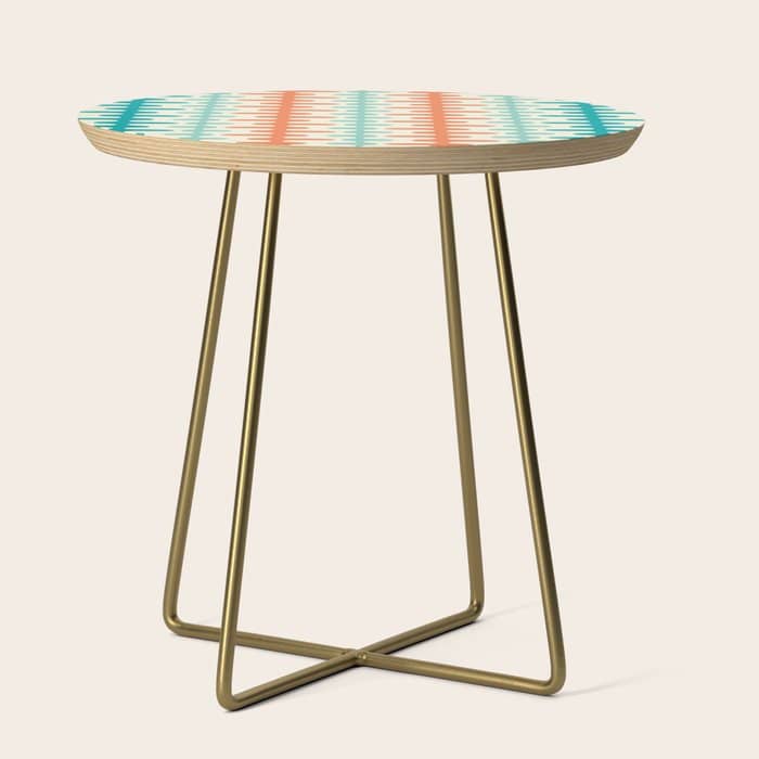 Retro Mid Century Modern Trellis Print Orange And Teal Side Table