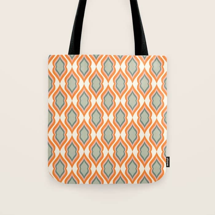 Mid Century Mod Retro Modern Shapes Orange Pink Green Tote Bag