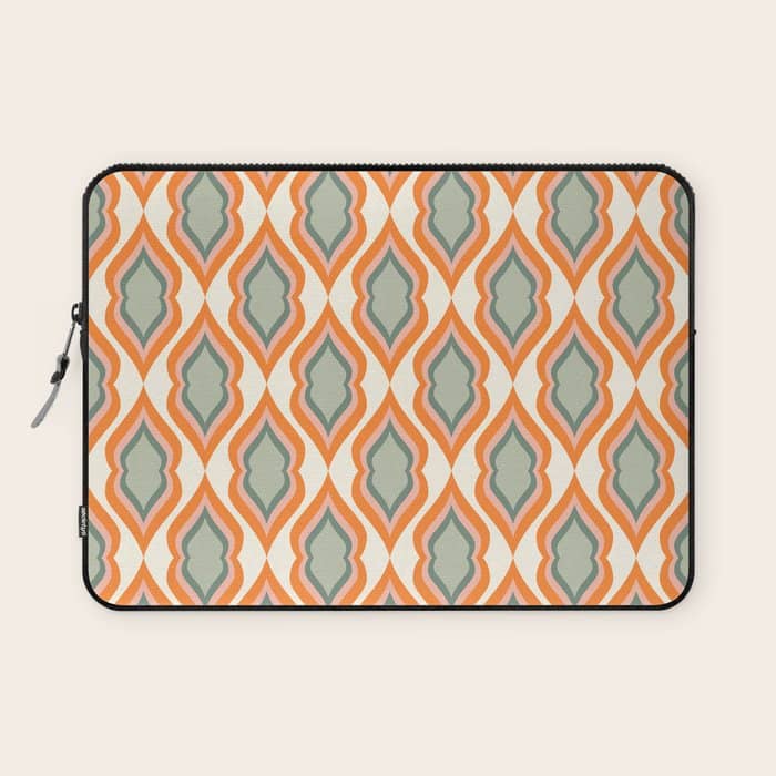 Mid Century Mod Retro Modern Shapes Orange Pink Green Laptop Sleeve