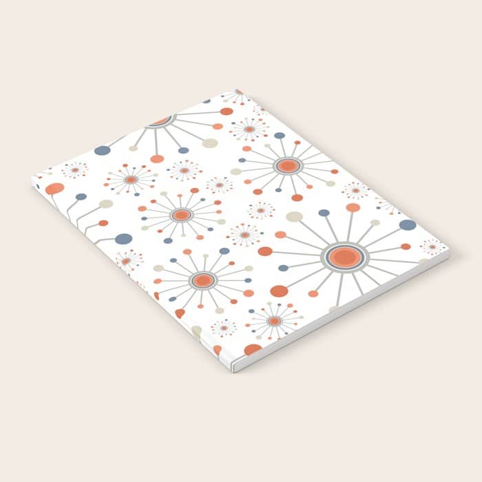 Retro Starburst Mid Century Modern Atomic Stars In Blue Orange Gray Beige Notebook