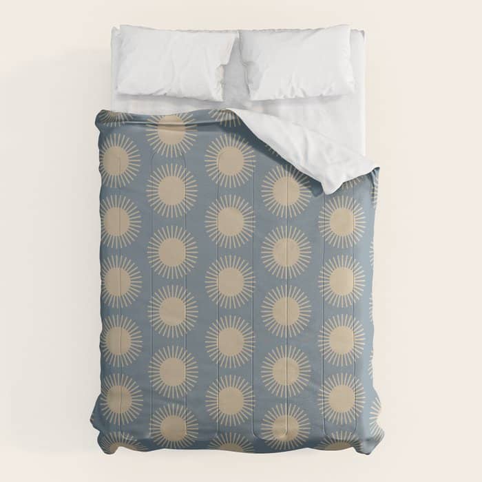 Boho Summer Sun Pattern Xvii Blue And Beige Comforter