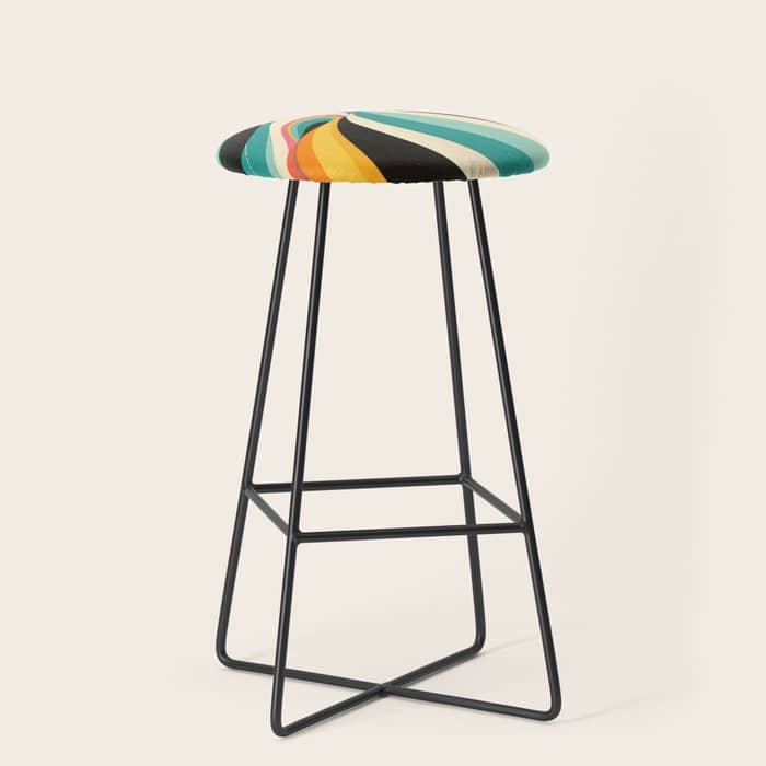 Abstract Retro Swirl 70s Mid-Century Curves Stool