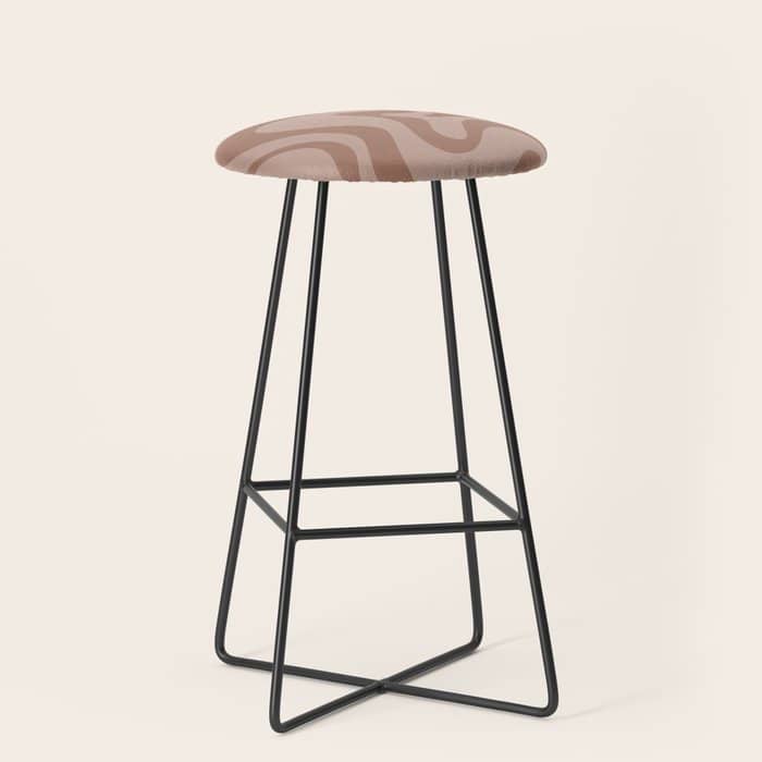 Retro Liquid Swirl Abstract Pattern In Double Mocha Stool