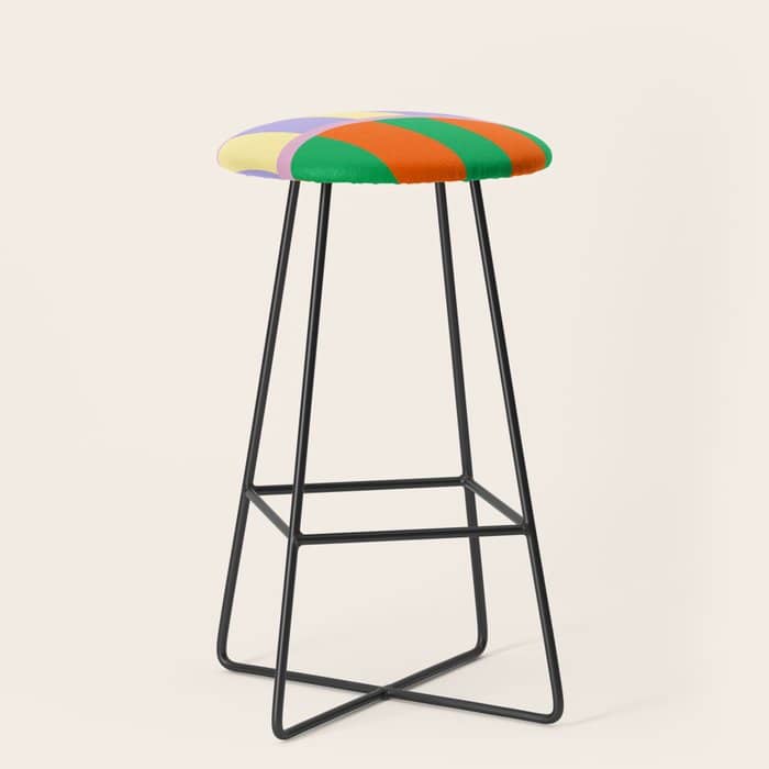 Wavy Abstract Stripe Art Retro Color Flow With Orange Lavender Green Andterracotta Stool