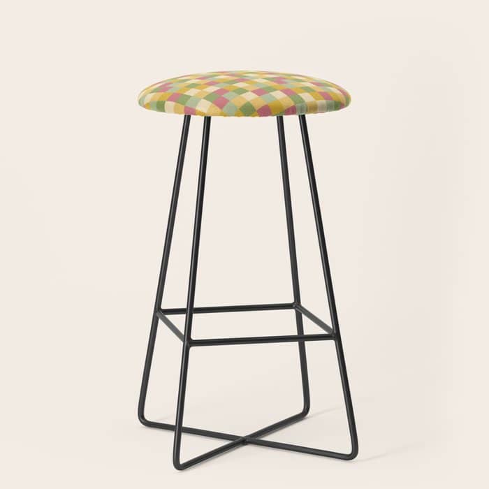 Bold Vintage Checks Pattern - Small Xix Stool