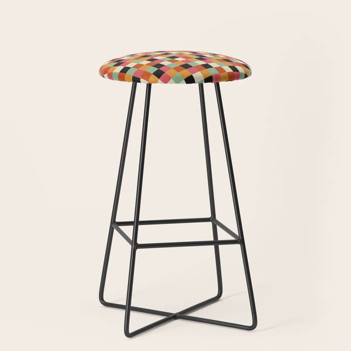 Bold Colorful Checks Pattern - Small Xviii Stool