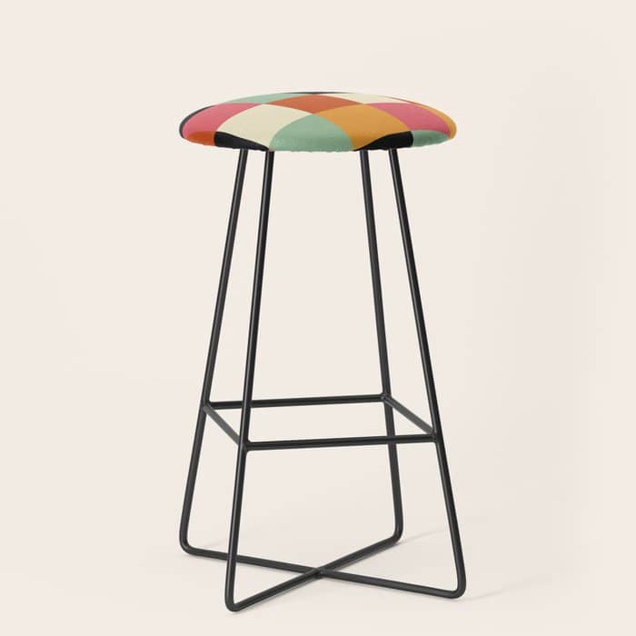 Bold Colorful Checks Pattern - Large Xviii Stool
