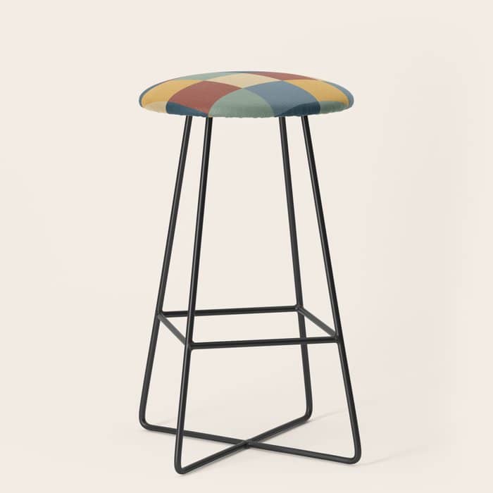 Bold Colorful Checks Pattern - Large Ix Stool