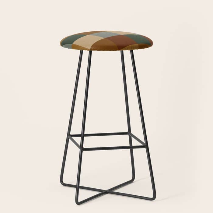 Bold Earthy Checks Pattern - Large Vi Stool