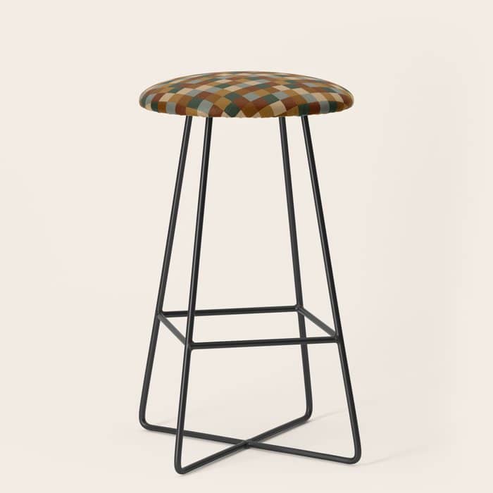 Bold Earthy Checks Pattern - Small Vi Stool
