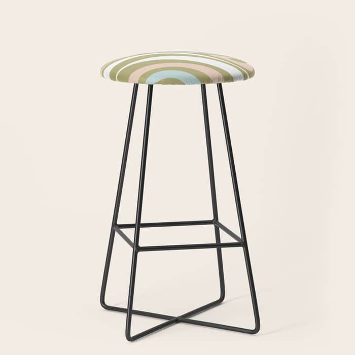 Retro Abstract New Groove Swirl Pattern Soft Sage Green Light Blue Stool