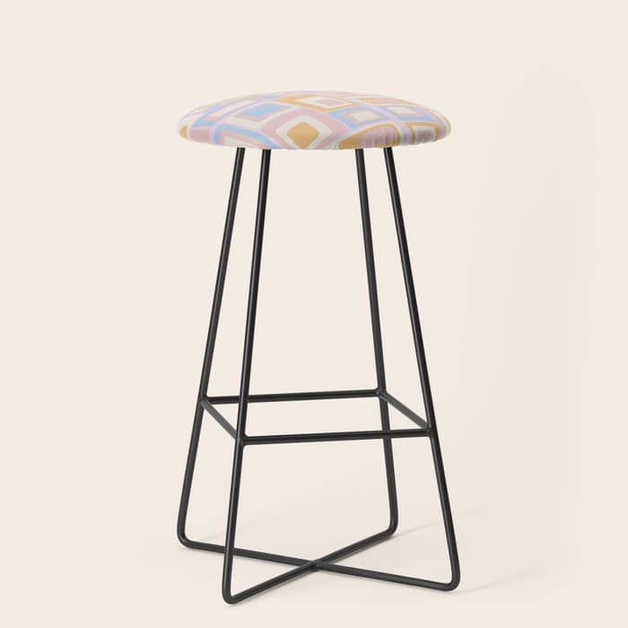 Mid Century Mod Squares Pastel Beach Palette Stool
