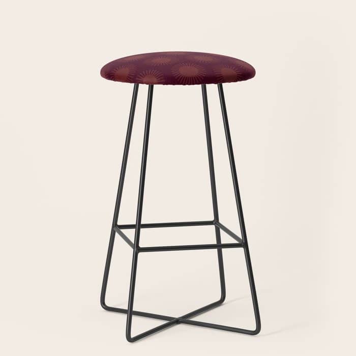 Boho Summer Sun Pattern Xiii Dark Maroon Red Stool