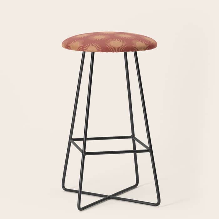 Boho Summer Sun Pattern Xiv Earthy Pink And Beige Stool