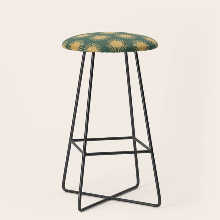 Boho Summer Sun Pattern X Kelly Green And Yellow Stool