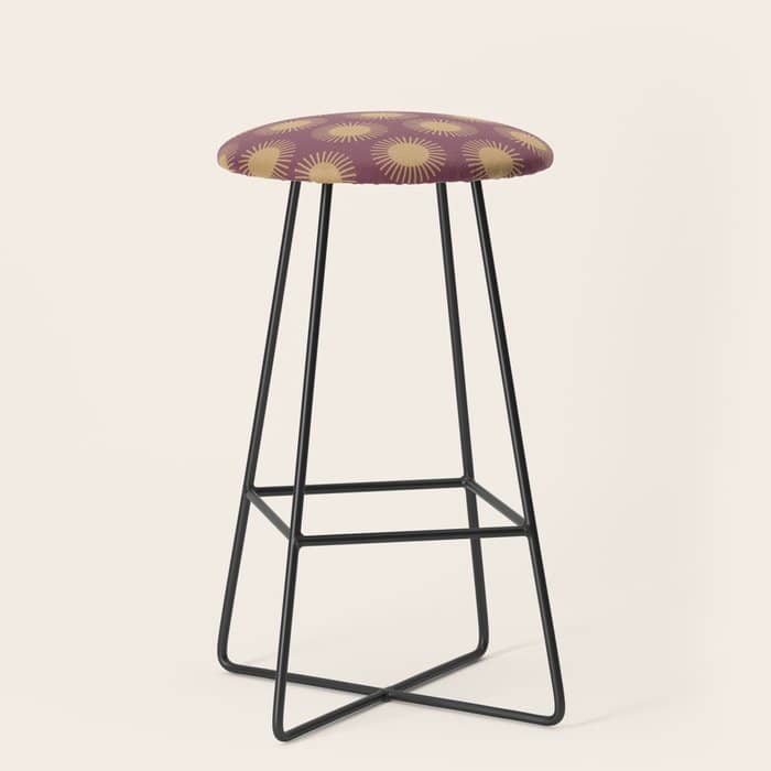Boho Summer Sun Pattern Xi Mauve And Neutral Yellow Stool