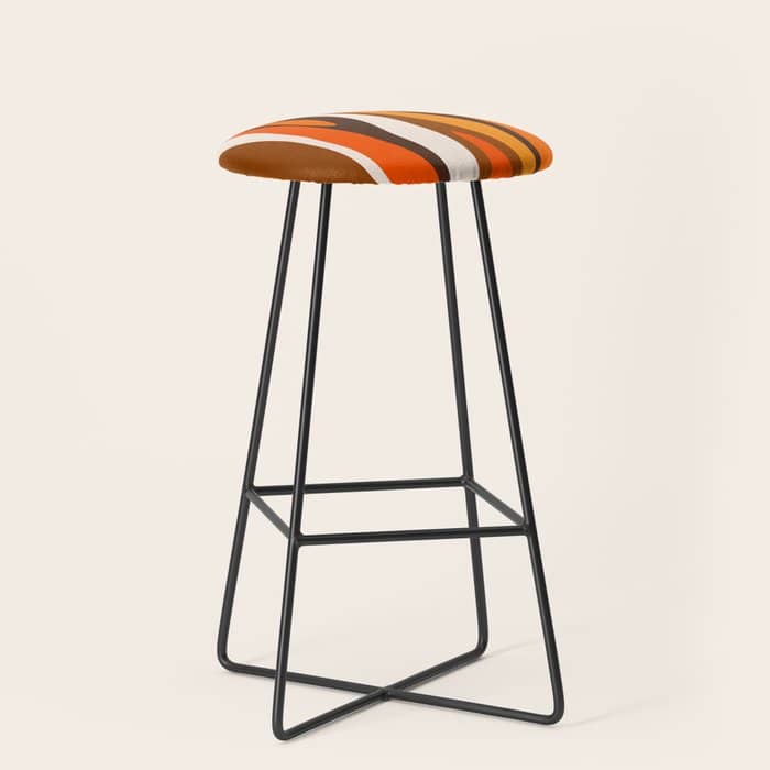Wild Stripes Abstract Pattern In 70s Brown And Orange Stool