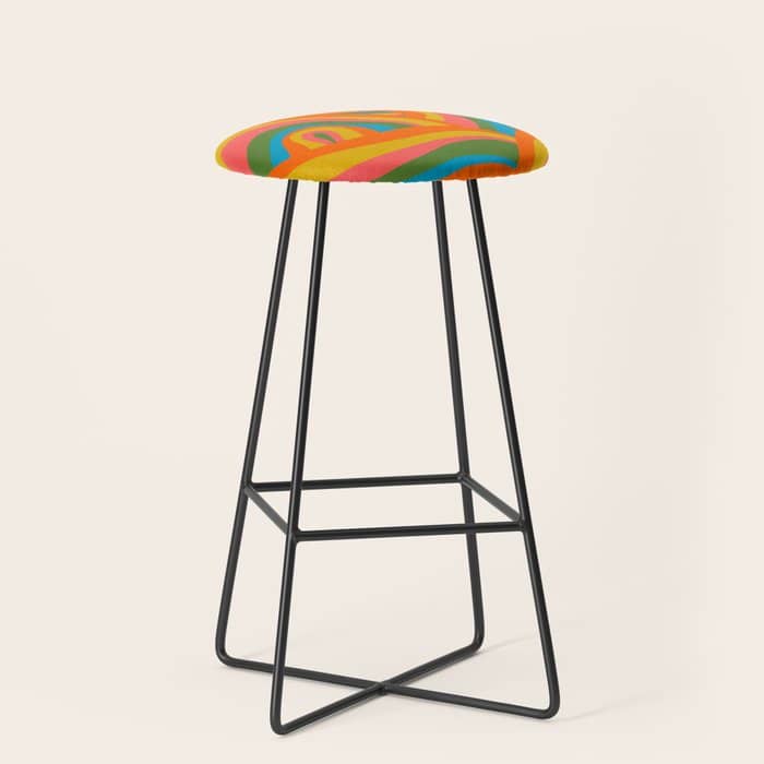 Retro 70s Psychedelic Abstract Pattern Stool