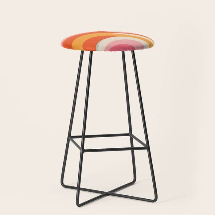 Psychedelic 70s Swirl Pattern - Retro Groovy Abstract Wave Stool