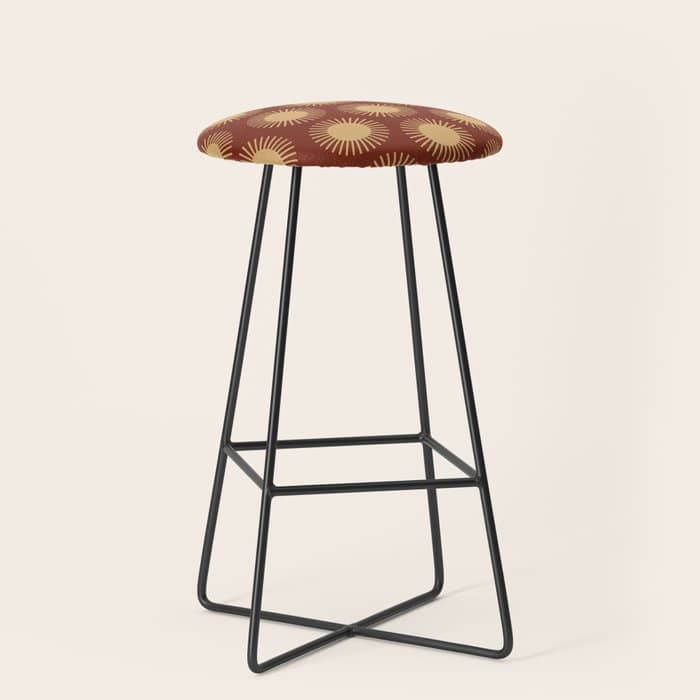 Boho Summer Sun Pattern Iii Brick Red Stool