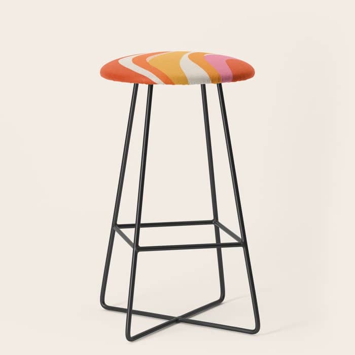 Bold Pink And Orange Groovy Swirl Abstract Pattern 70s Stool