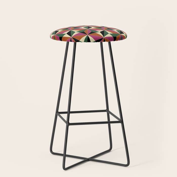 Kaleidoscope Tile Pattern Xii Bold Bauhaus Colors Stool