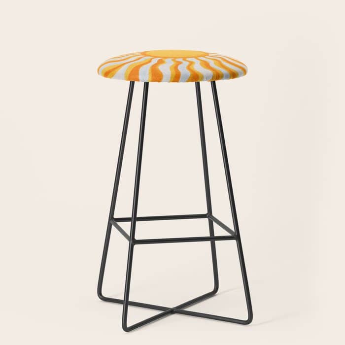 Radiant Sunburst Retro 70s Groovy Sunshine Vibes In Bold Orange And Yellow Stool
