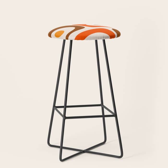 Retro 70s Minimalist Mid Century Modern Piquet Abstract In 1970s Brown And Orange Tones Stool