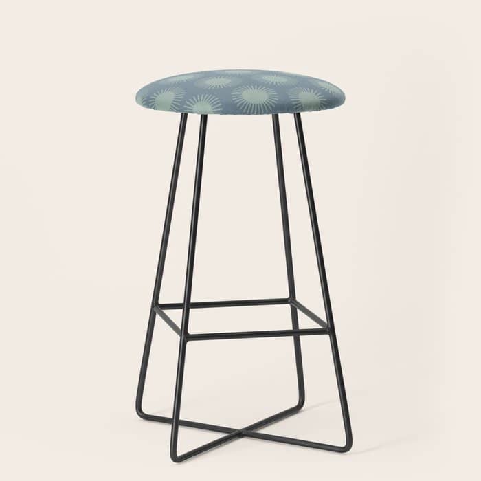 Boho Summer Sun Pattern V Neutral Blue Sage Green Stool