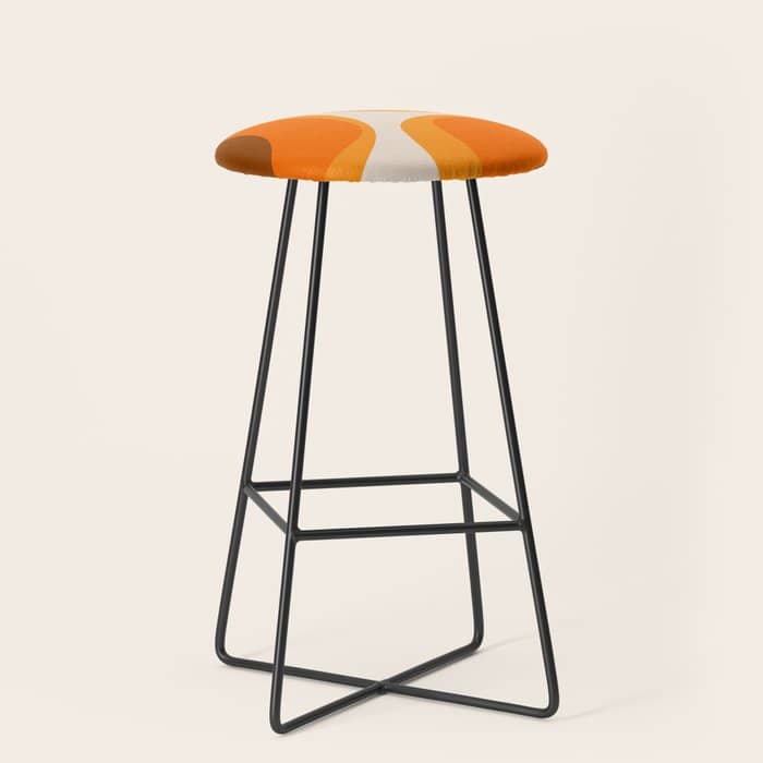 70s Retro Groove Minimalist Mid Century Modern Abstract In 1970s Brown And Orange Stool