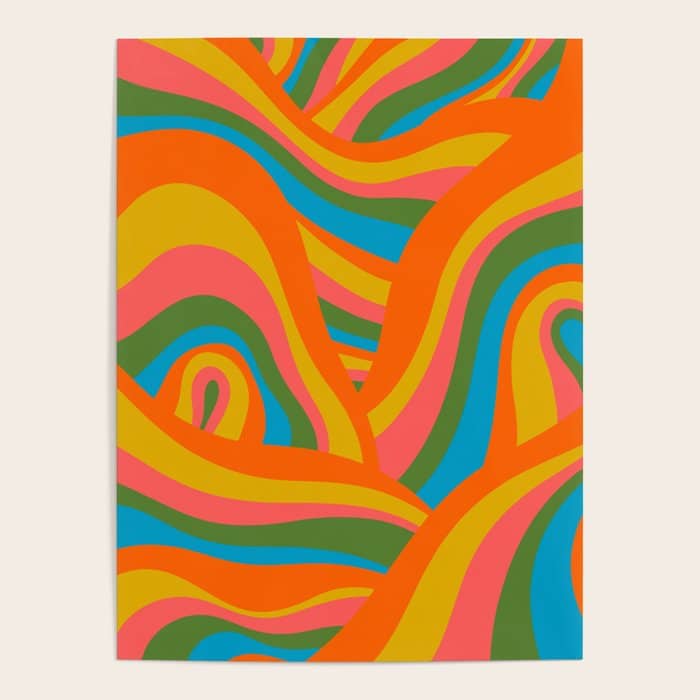 Retro 70s Psychedelic Abstract Pattern Poster