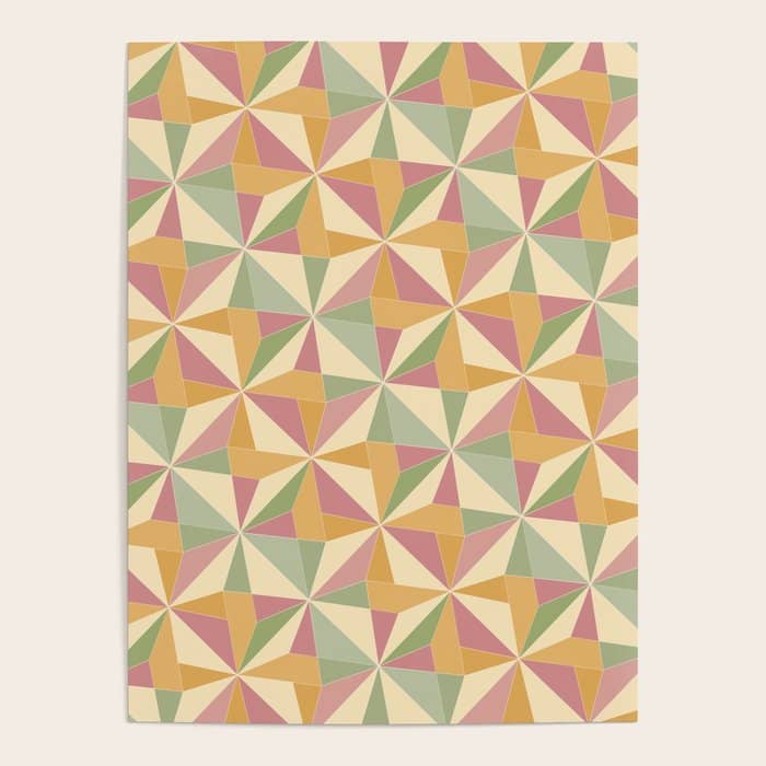 Kaleidoscope Tile Pattern Xiii Neutral Earthy Pastel Poster
