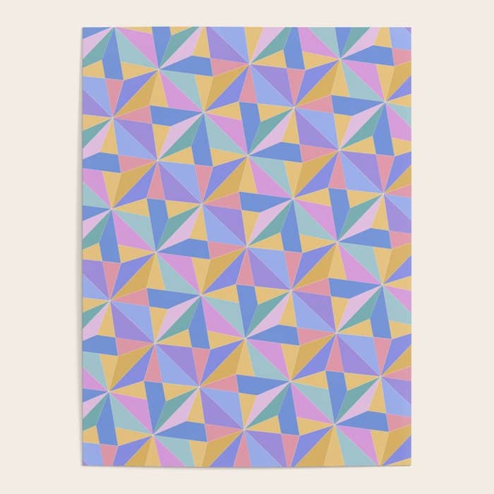 Kaleidoscope Tile Pattern V Bright Pastel Poster
