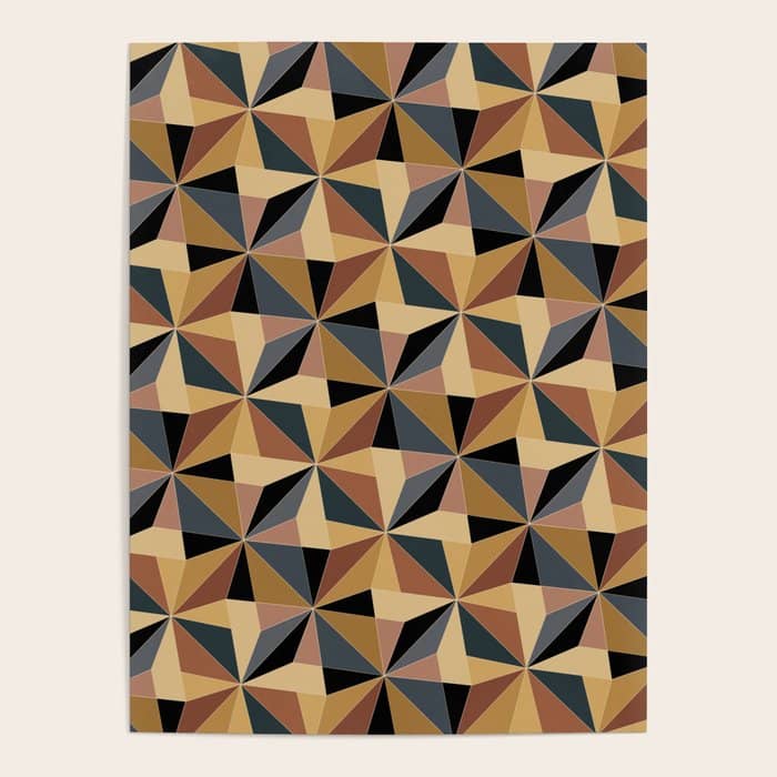 Kaleidoscope Tile Pattern I Bold Neutral Earthy Poster