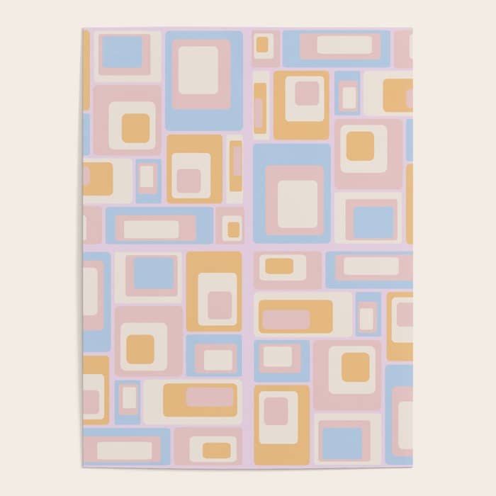 Mid Century Mod Squares Pastel Beach Palette Poster