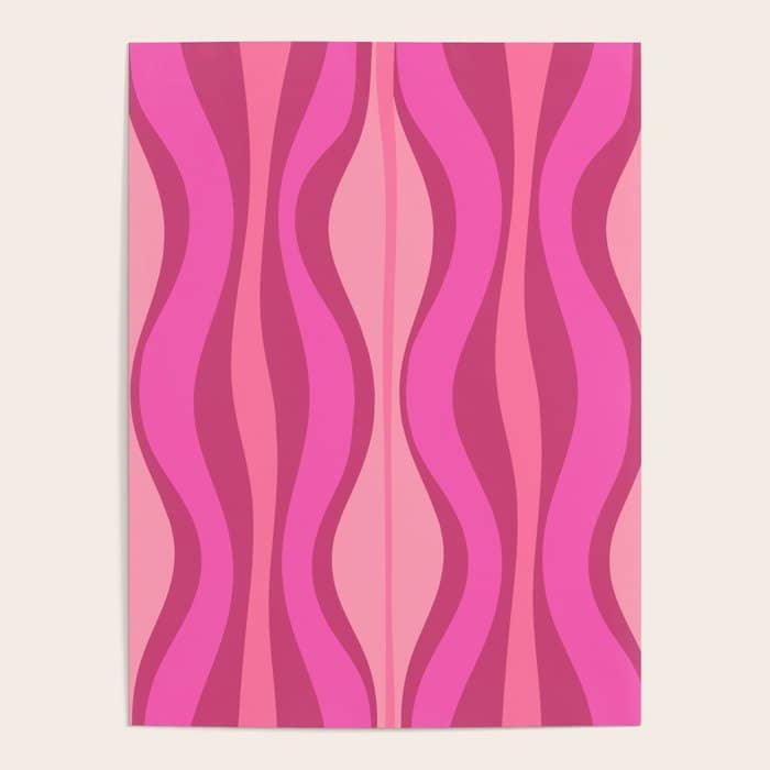 Retro Hourglass Abstract Mid-Century Modern Pattern In Bright Pink Tones Poster