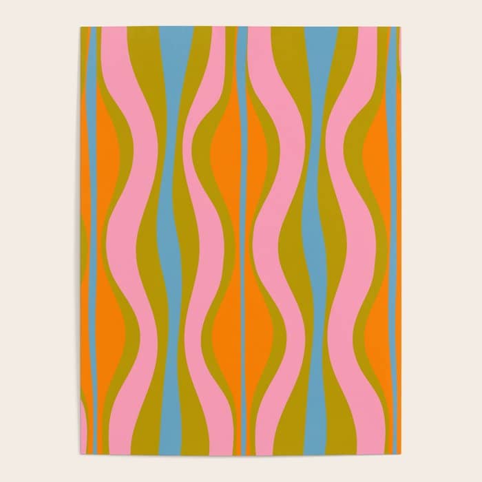 Retro Hourglass Abstract Groovy Colorful Eclectic Pattern Poster