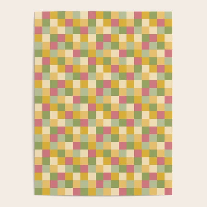 Bold Vintage Checks Pattern - Small Xix Poster