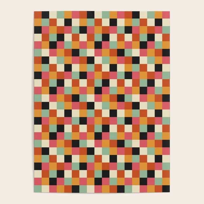 Bold Colorful Checks Pattern - Small Xviii Poster