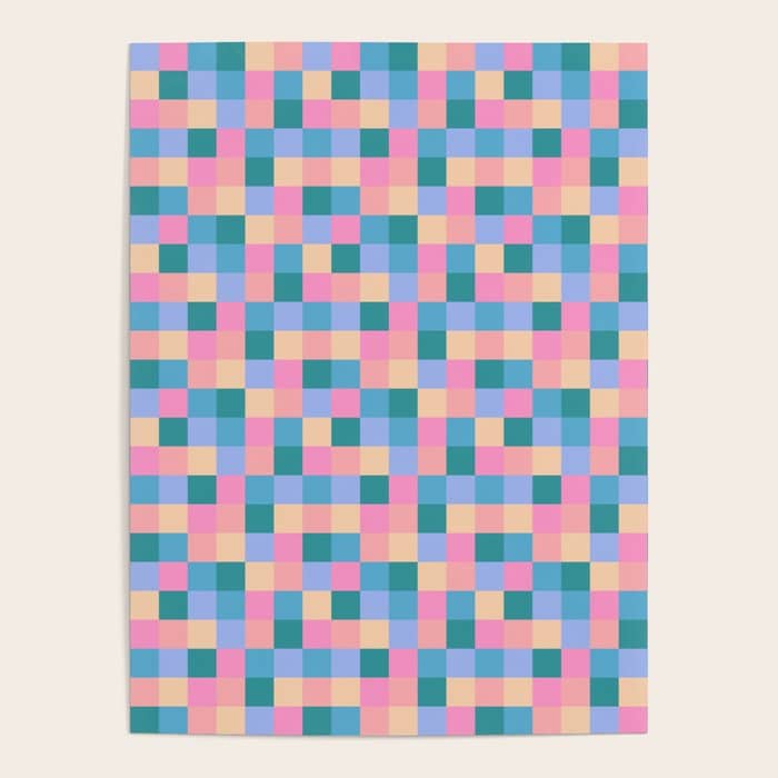 Bold Retro Checks Pattern - Small Xxxi Poster