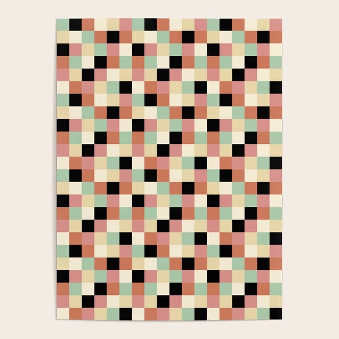 Bold Retro Checks Pattern - Small Xxxiv Poster