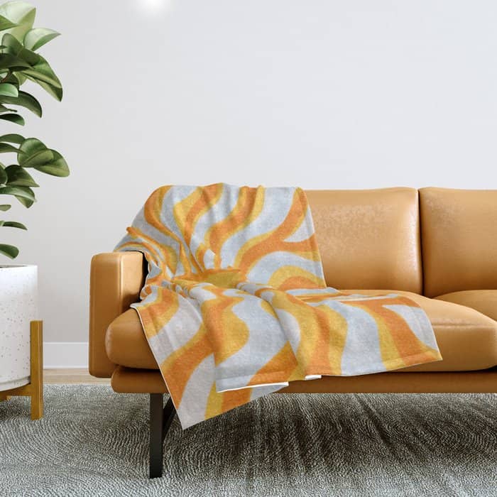 Radiant Sunburst Retro 70s Groovy Sunshine Vibes In Bold Orange And Yellow Throw Blanket