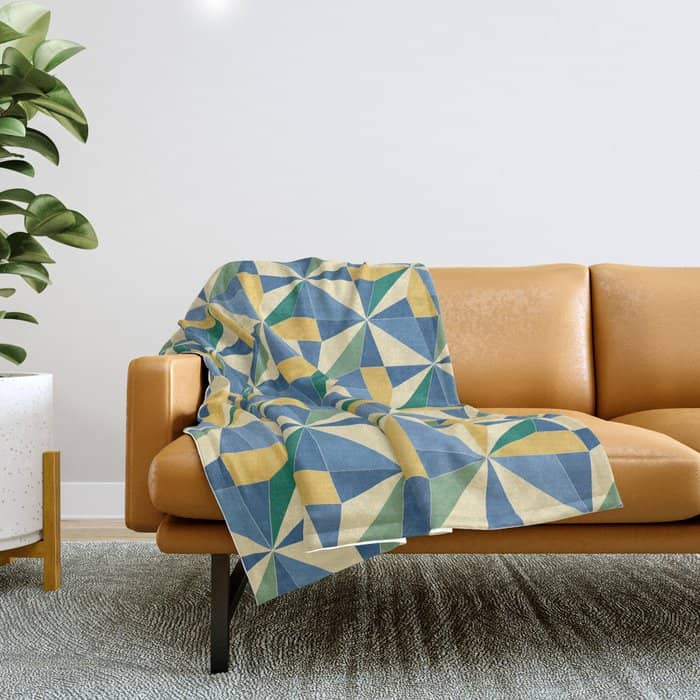 Kaleidoscope Tile Pattern Xv Bold Colorful Summer Throw Blanket