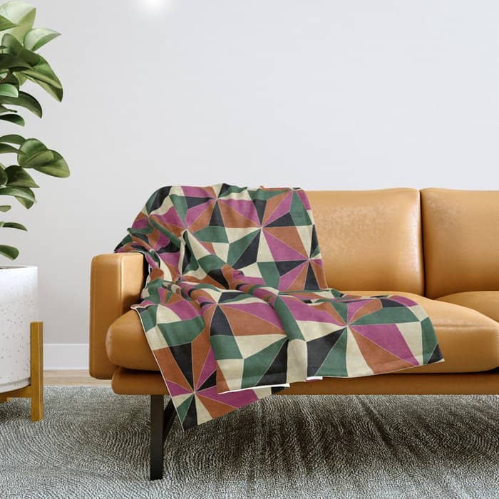 Kaleidoscope Tile Pattern Xii Bold Bauhaus Colors Throw Blanket